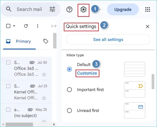 Click on Customize
