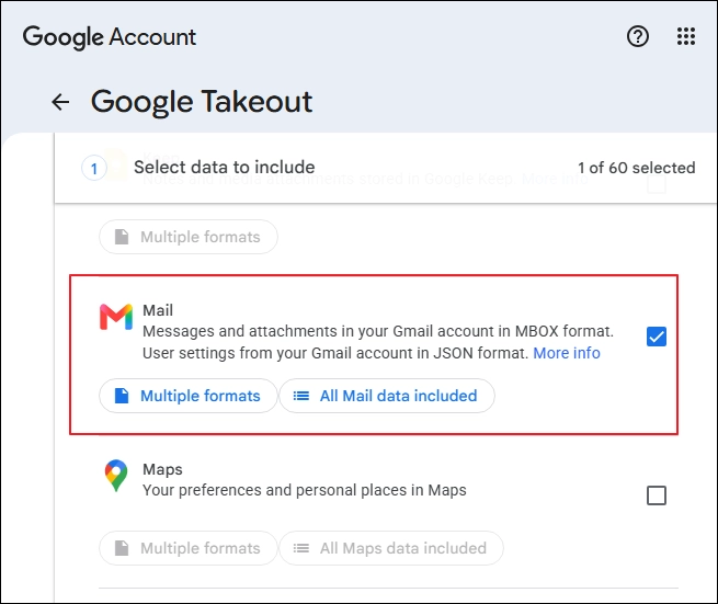 Select Mail and click Next step