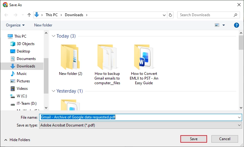 Select your saving location and click Save