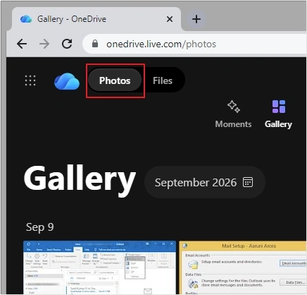 click on photos option