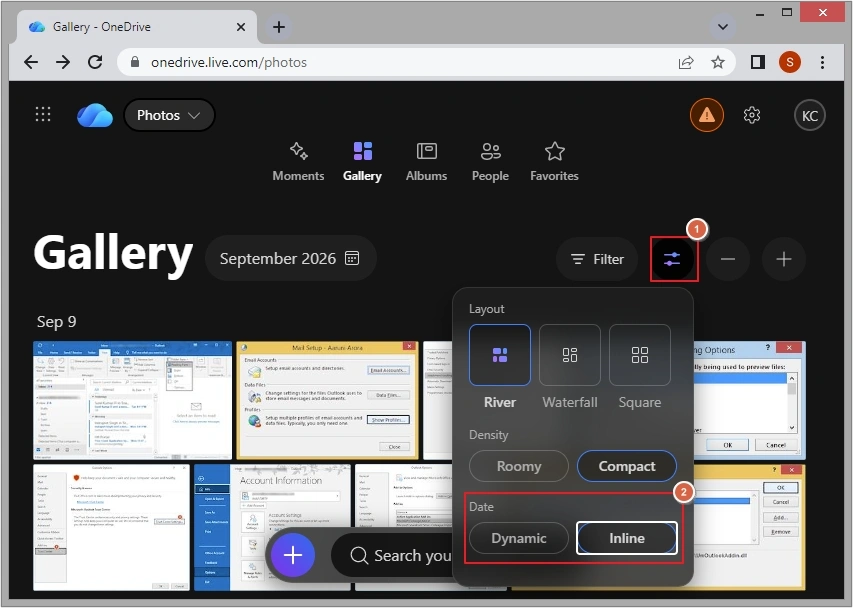 click on layout icon then select inline