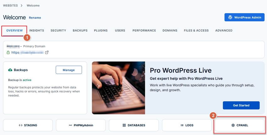 click on the CPANEL button