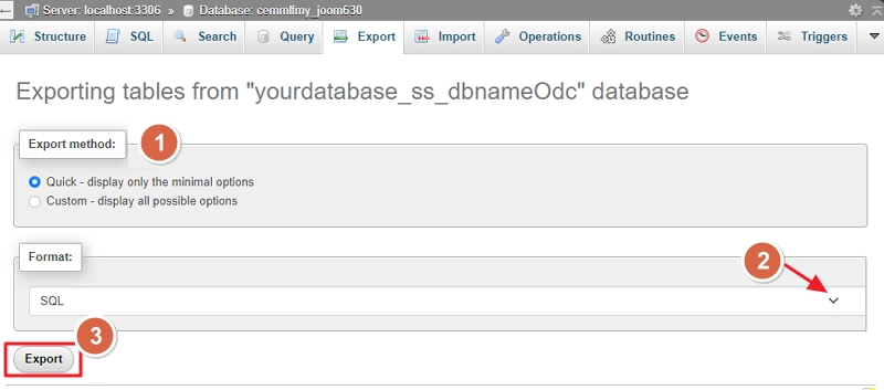 Choose the export method