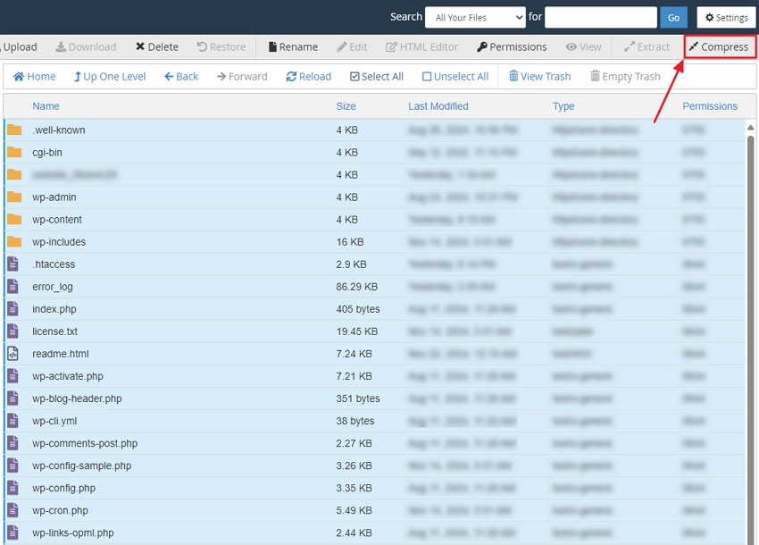 click the Select All Then, click Compress
