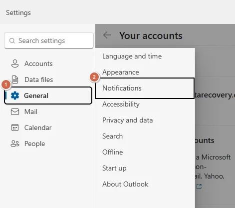click general then notifications