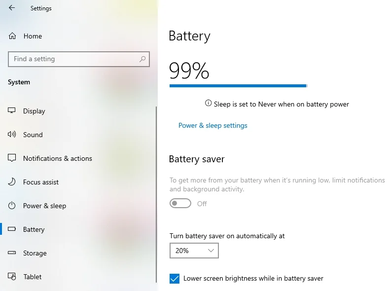 turn off battery saving mode