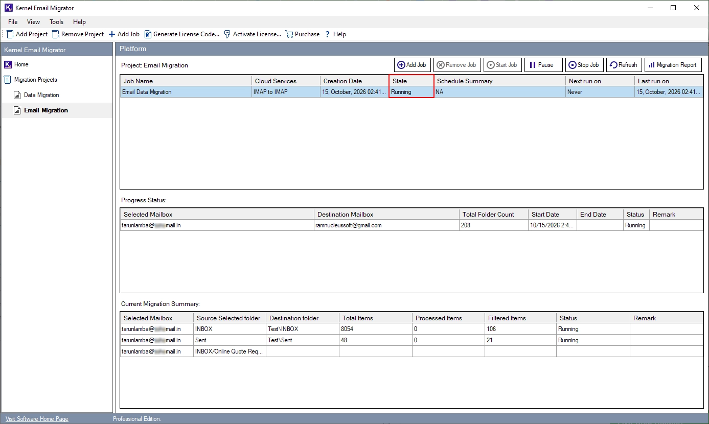 Software will start migrating Securence emails