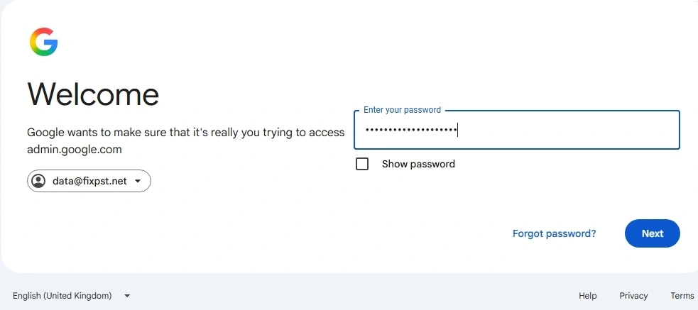Enter passwordand click Next
