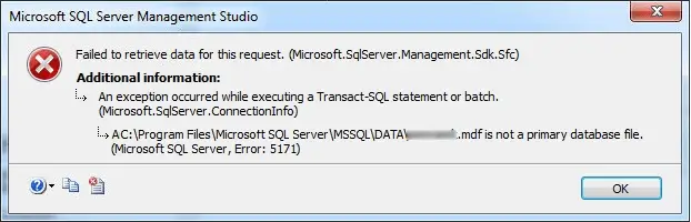 sql server error 5171