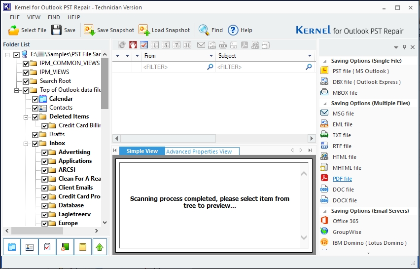 retrieve pst data