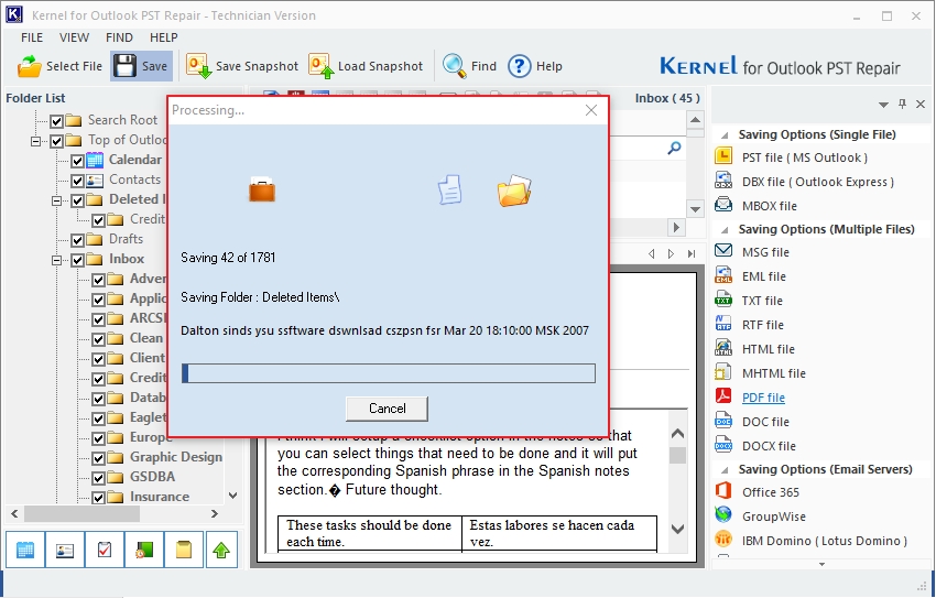 saving pst data file