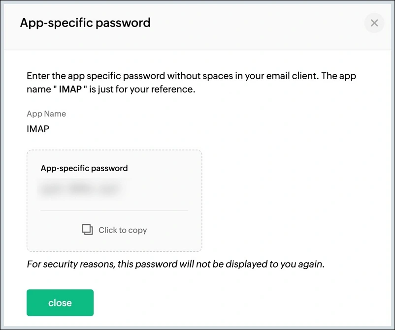 save the password securely
