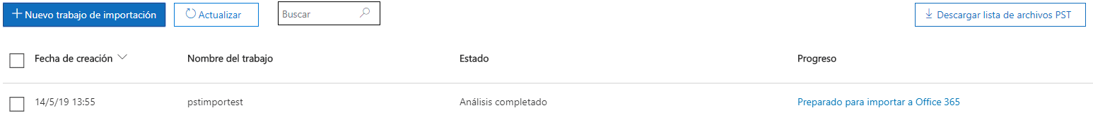 importación del archivo PST