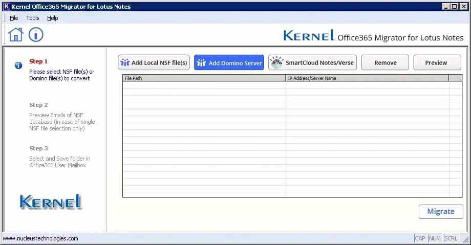 Kernel Office 365 migrator for Lotus Notes
