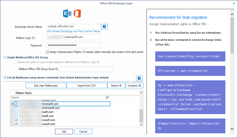 mostrará todos los buzones de Office 365