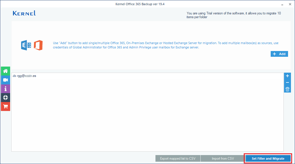 Set Filter and Migrate