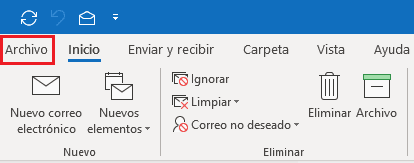Hacemos clic en la ficha Archivo