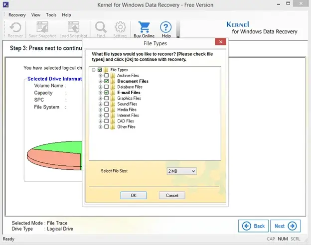 Option to choose File Types and File Size for the retrieval