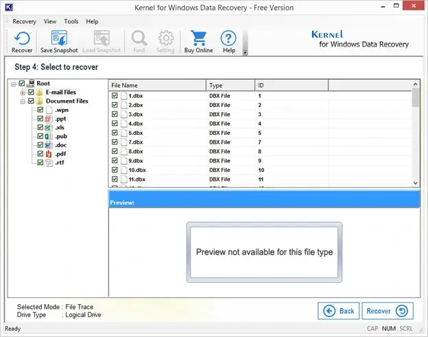 Choose the desired folders/files