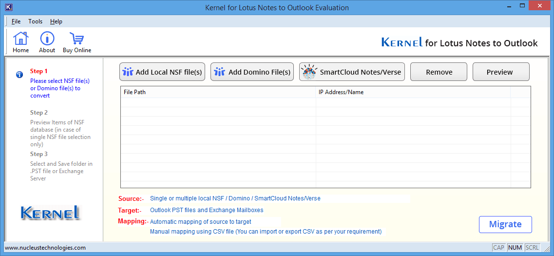 Welcome Screen of Kernel Free NSF Viewer