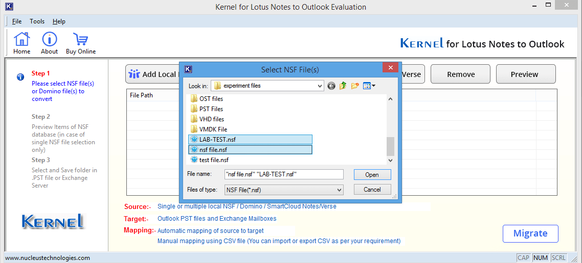 Selecting Multiple NSF files to add to the tool