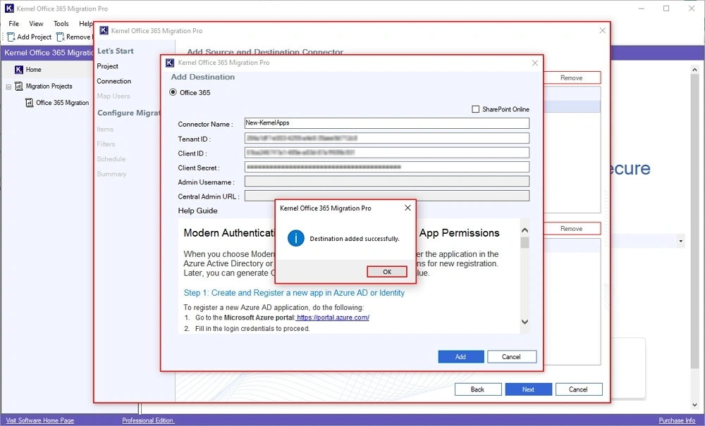 destination added successfully