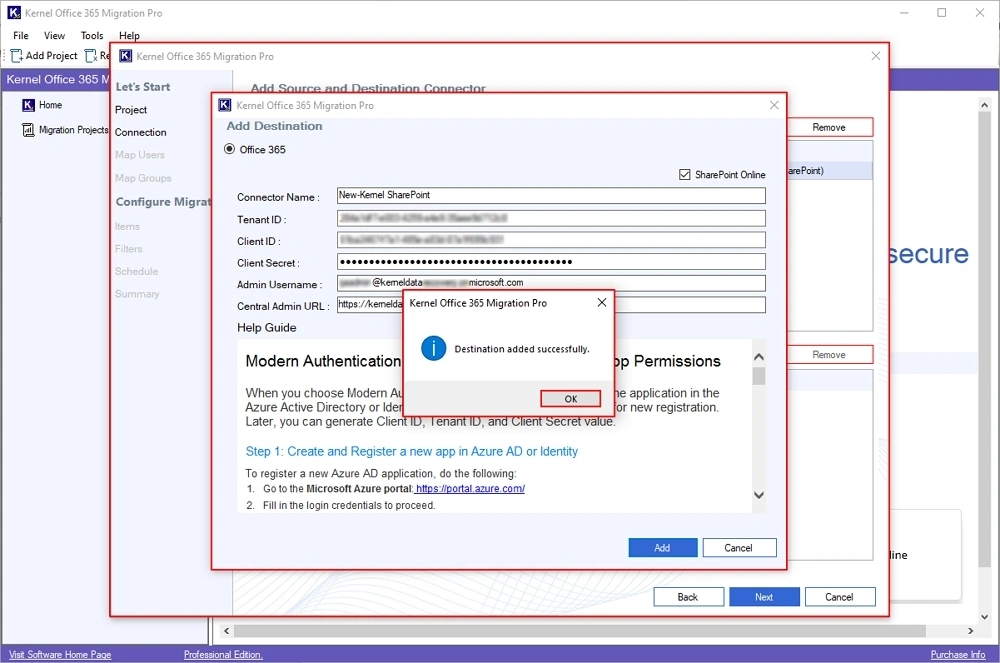 destination added successfully