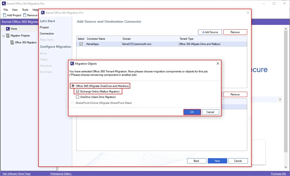 select Exchange Online