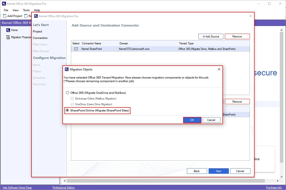 select onedrive migration