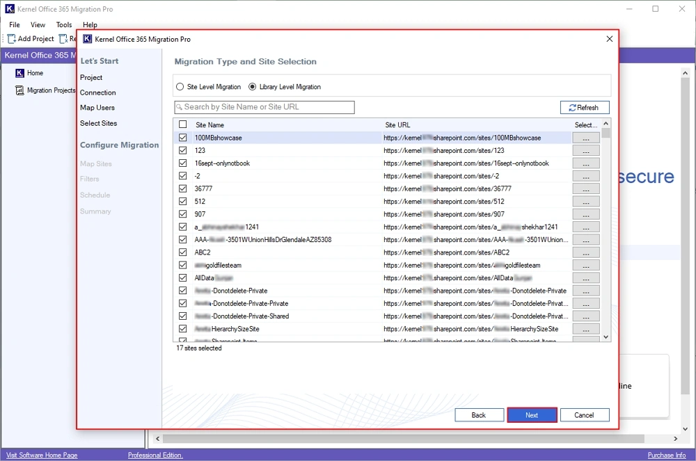 verify all migration selections