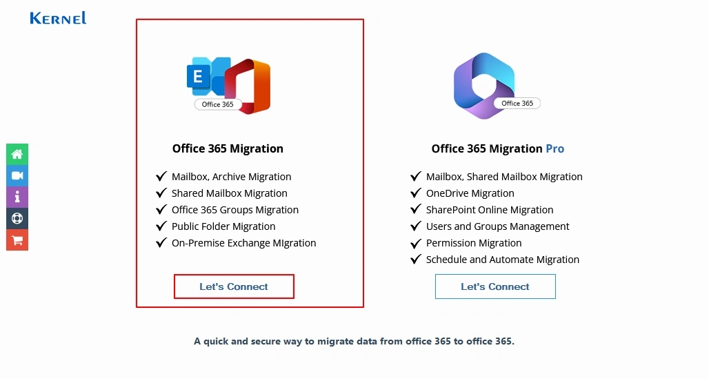 Connect in Office 365 Migration tile