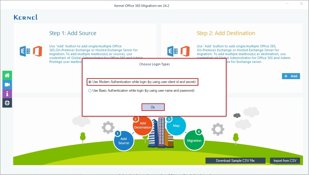 Choose Login Types window