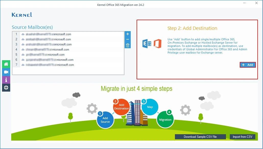 Add Destination section