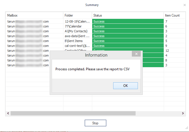 Successful migration of Office 365 source mailbox to destination