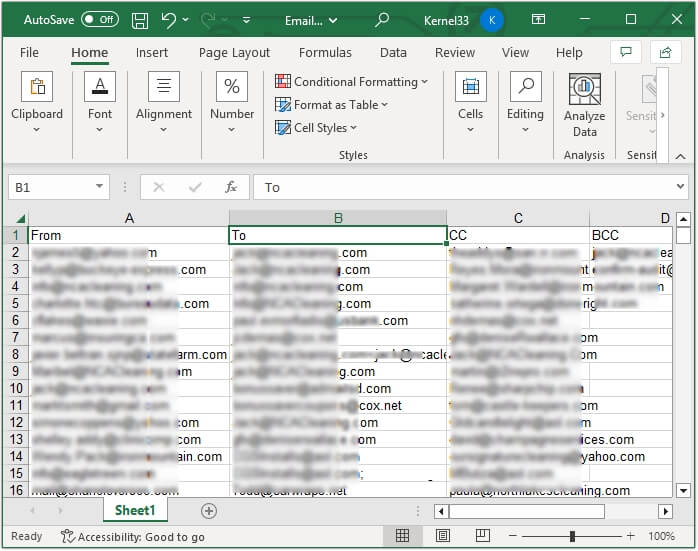 save your email addresses to Excel