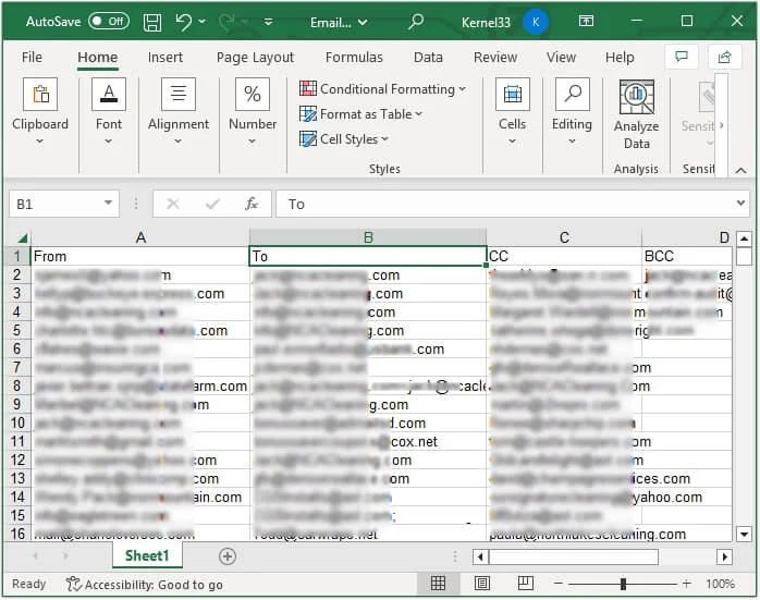save your email addresses to Excel