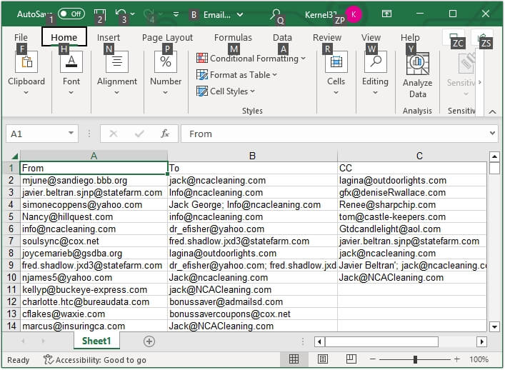 save your email addresses to Excel