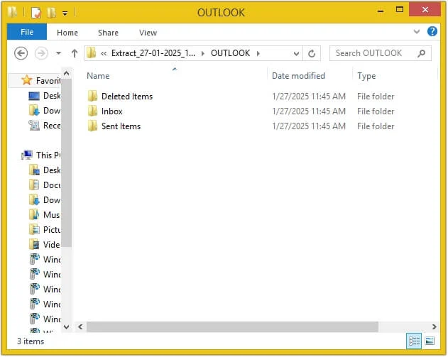 Click on any folder to preview saved email addresses