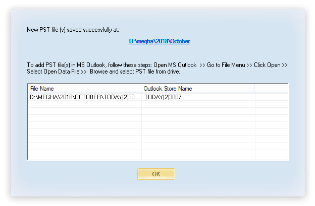 Save the folders/items in PST format
