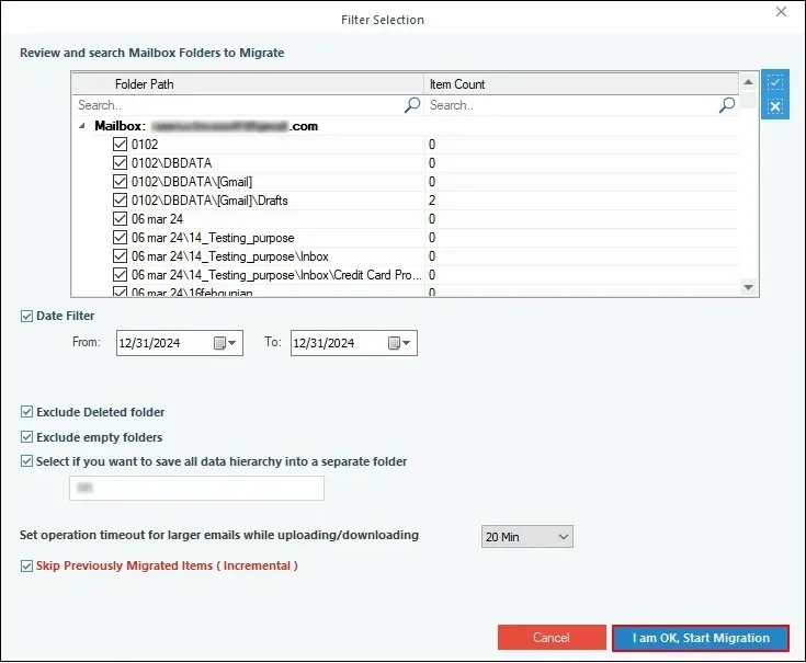 Choose required data filters and other suitable options