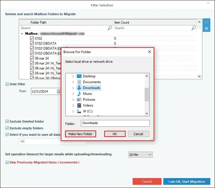 start the Foxmail backup process
