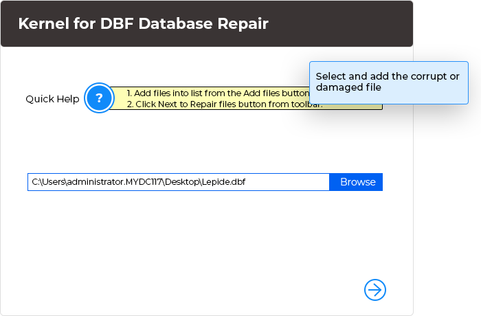 In this step, user can select and add the corrupt or damaged file to perform successful recovery