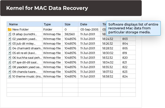 Preview list of entire recovered Mac data