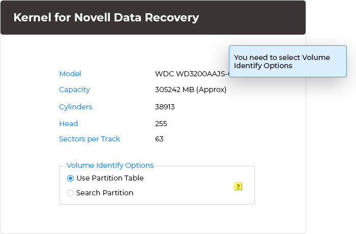 Select Volume Identify options from two modes