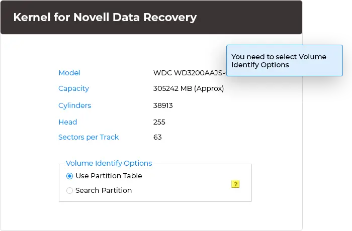 Select Volume Identify options from two modes