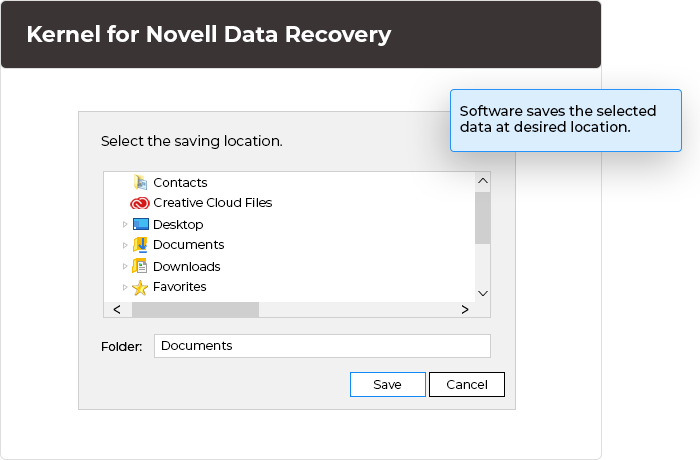 Save recovered data at the desired location