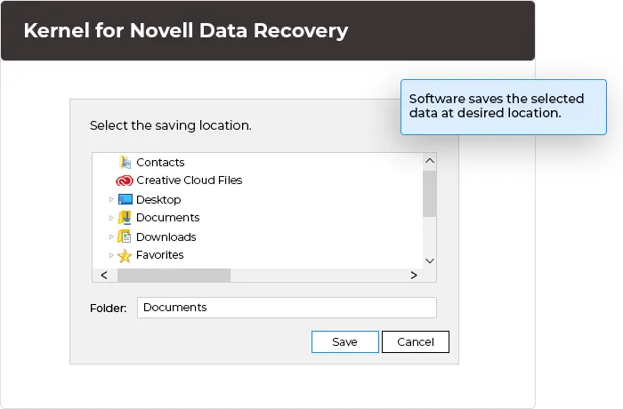 Save recovered data at the desired location