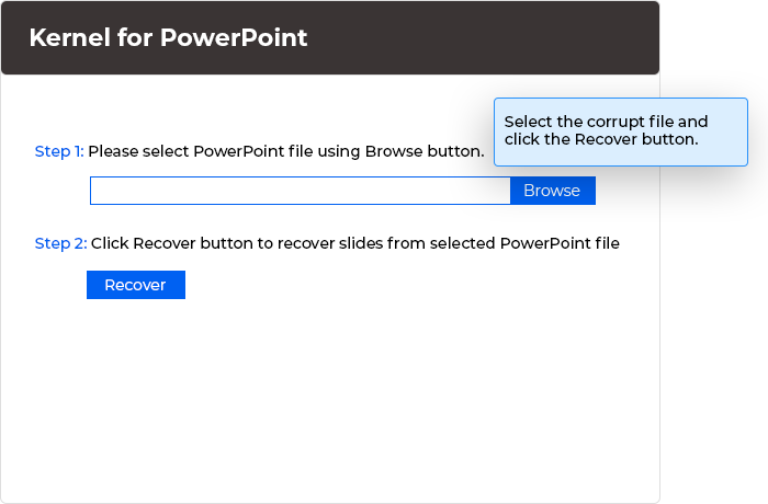 Browse to select corrupt PowerPoint files