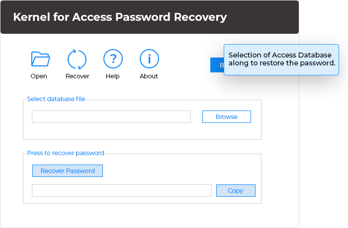 In this step, make selection of Access Database along to restore the password.