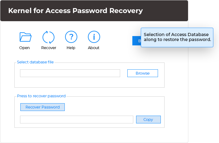 In this step, make selection of Access Database along to restore the password
